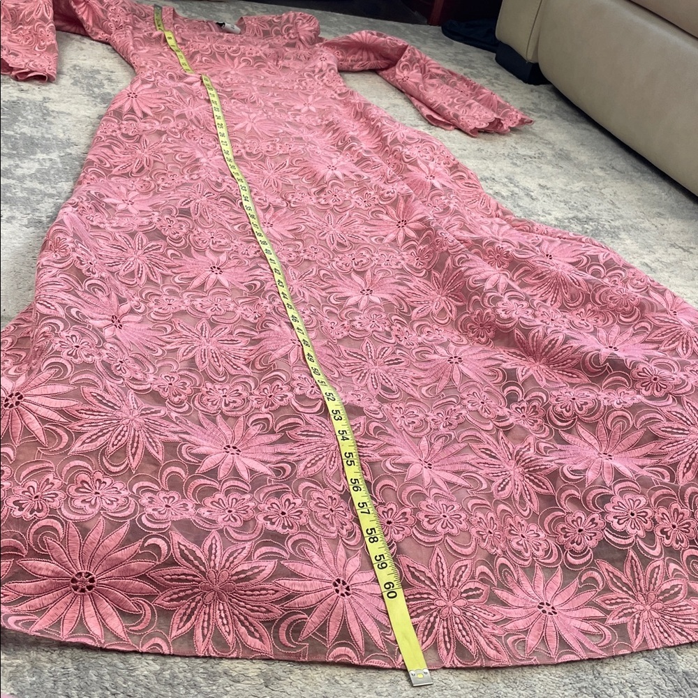 NWT Valentino Garavani Floral Guipure Lace Gown Dusty Rose Pink Maxi Sz 42 - Picture 9 of 16